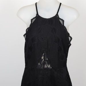 Black Lace Backless Dress